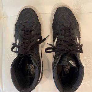 VANS MENS BLACK HIGH TOP LEATHER SNEAKERS SIZE 12